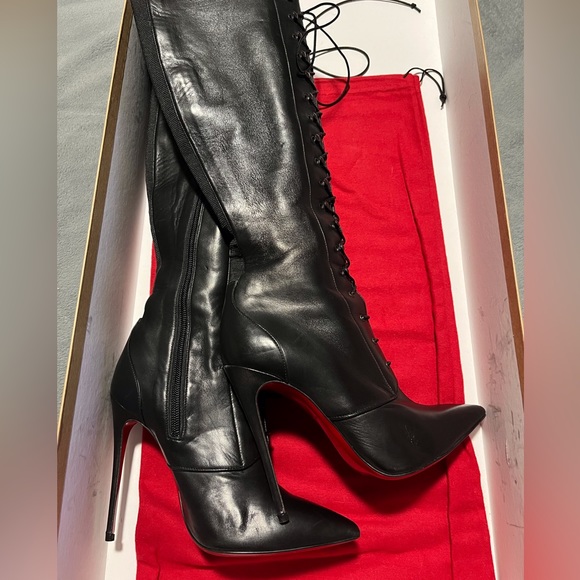 Christian Louboutin Lace up red bottom heel boots - Picture 10 of 12